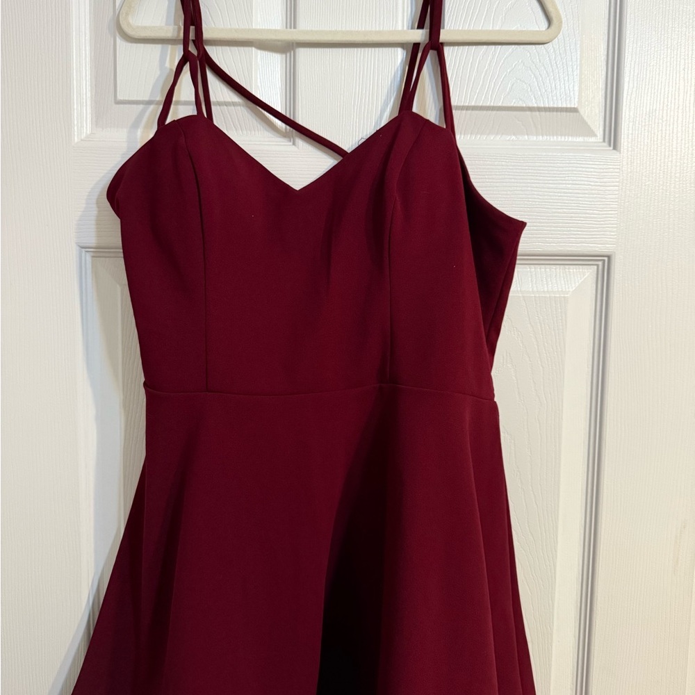 B Darlin Red Spaghetti Strap A-Line Mini Dress